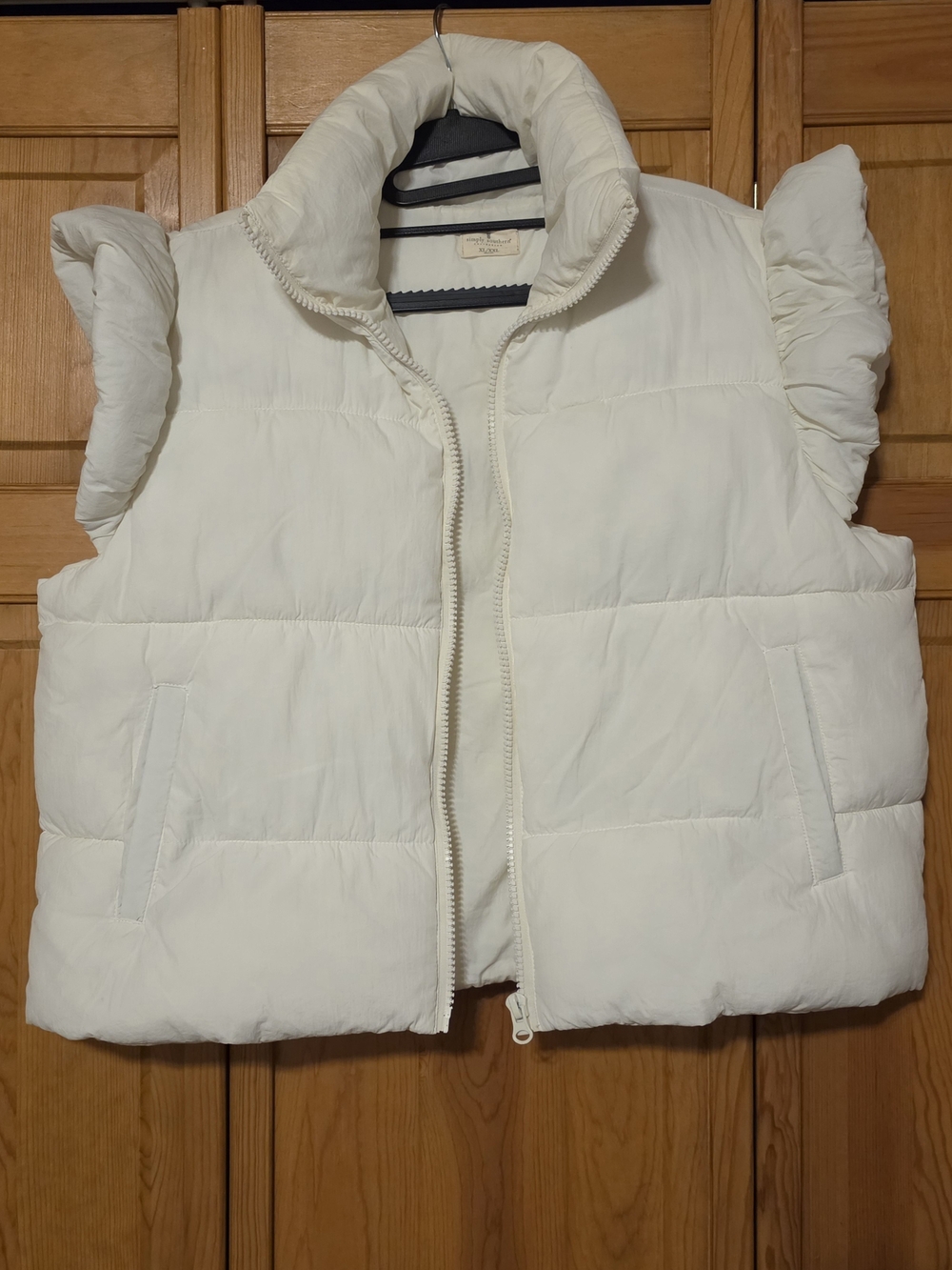 Simply Southern Cream Puffer Vest with Ruffled Sleeves